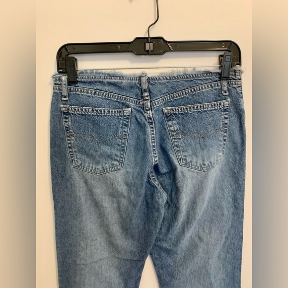 Y2K VTG Paris Blues Low Rise Jean Flare Fray No Waistband Light Medium Wash 2000 - Picture 12 of 15